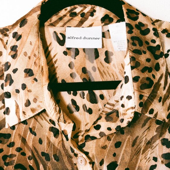 Vintage 90s/Y2K Alfred Dunner Animal Print Blouse – Textured Glossy Mixed Prints - Picture 3 of 5